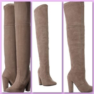 Women’s over the knee boot sueded finish taupe 8